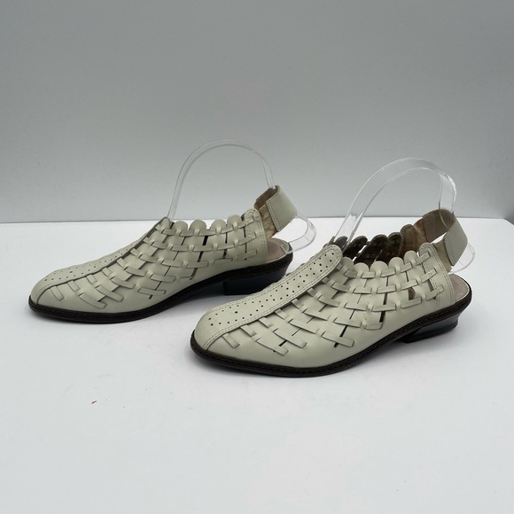 Y2K VINTAGE Annie Flex 8WW  cream weaved sling back pretty in pink Duckie flat - Picture 3 of 6